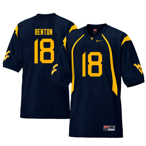 Men #18 Charlie Benton West Virginia Mountaineers Throwback College Football Jerseys Sale-Navy